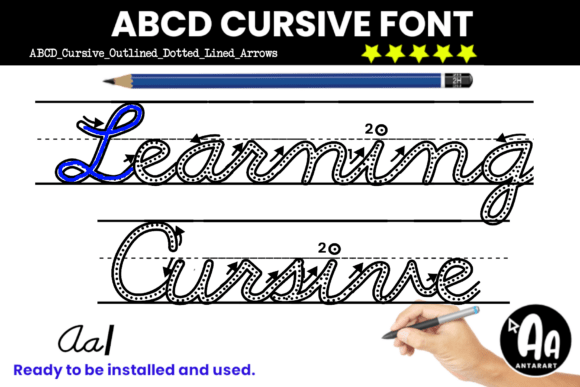 Abcd Cursive Outline Dotted Arrows Lined
